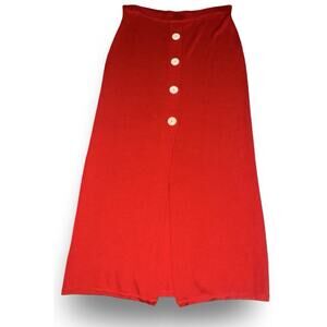 Vintage Adrienne Vittadini Midi Front Slit Red Pull-on Knit Skirt, Sz M